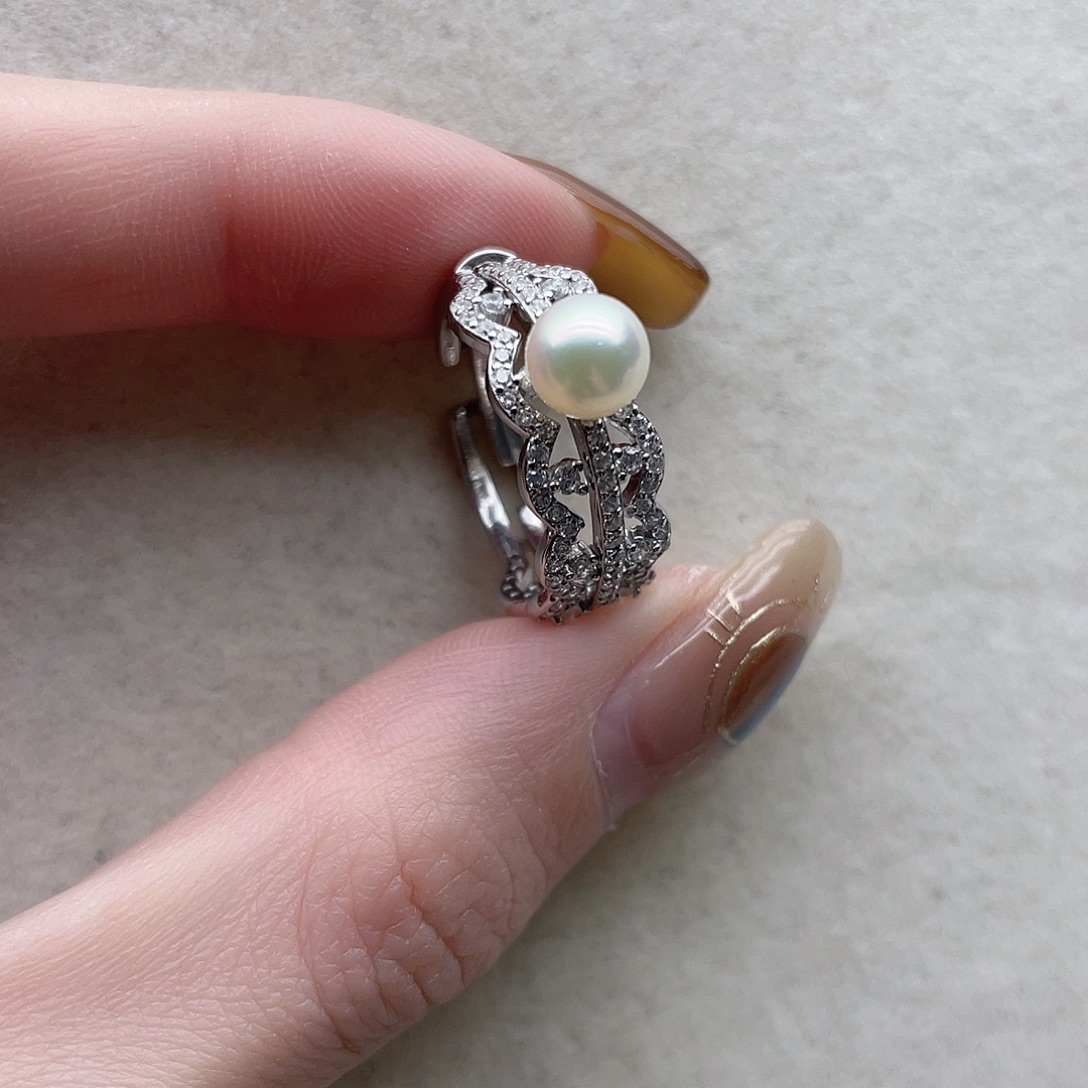 银S925镶嵌戒指87海水珍珠