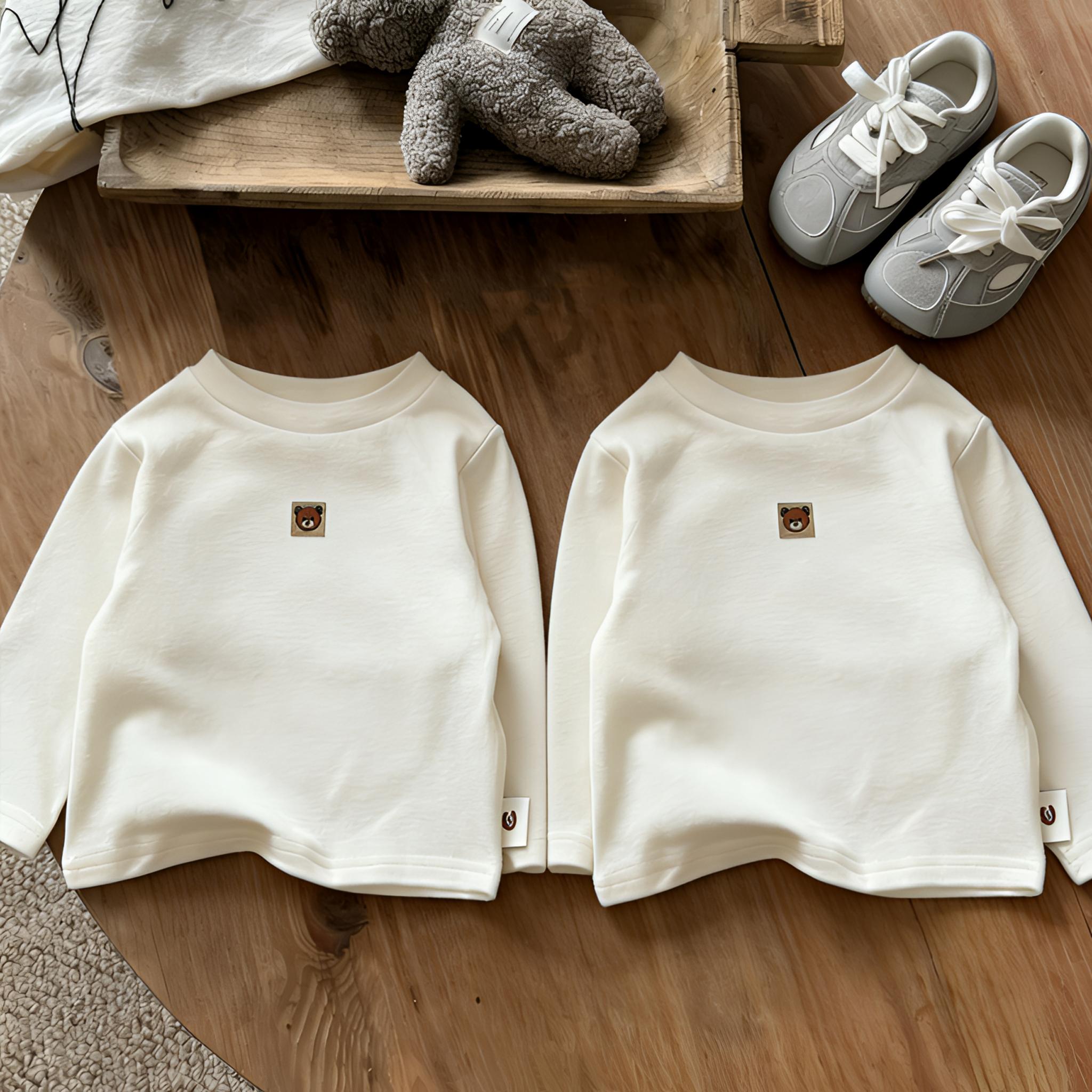 卡通风打底衫儿童女童男童通用长袖T恤卡通印花通用韩版纯色童装