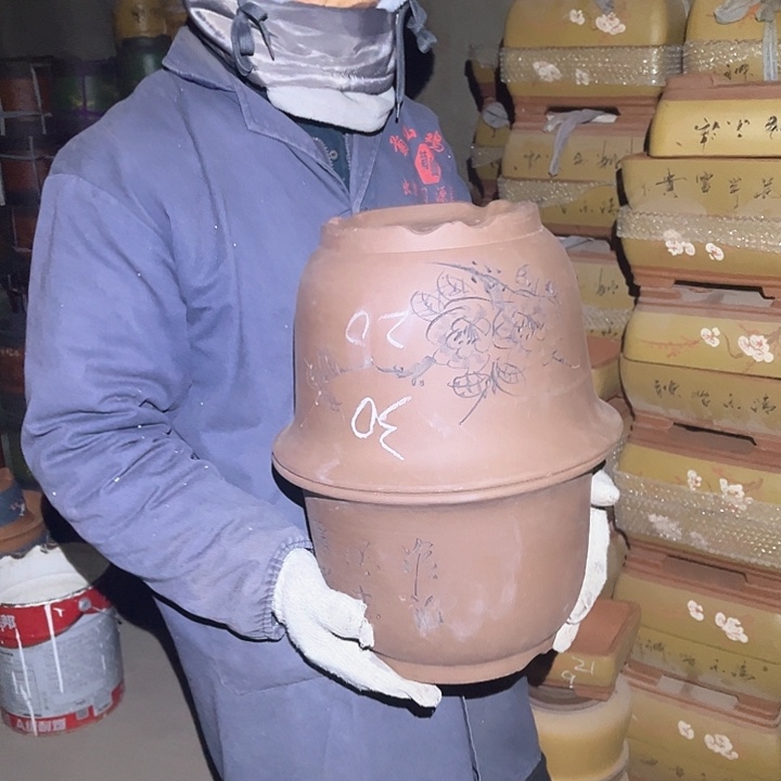 紫砂紫砂花盆和花盆之间采用