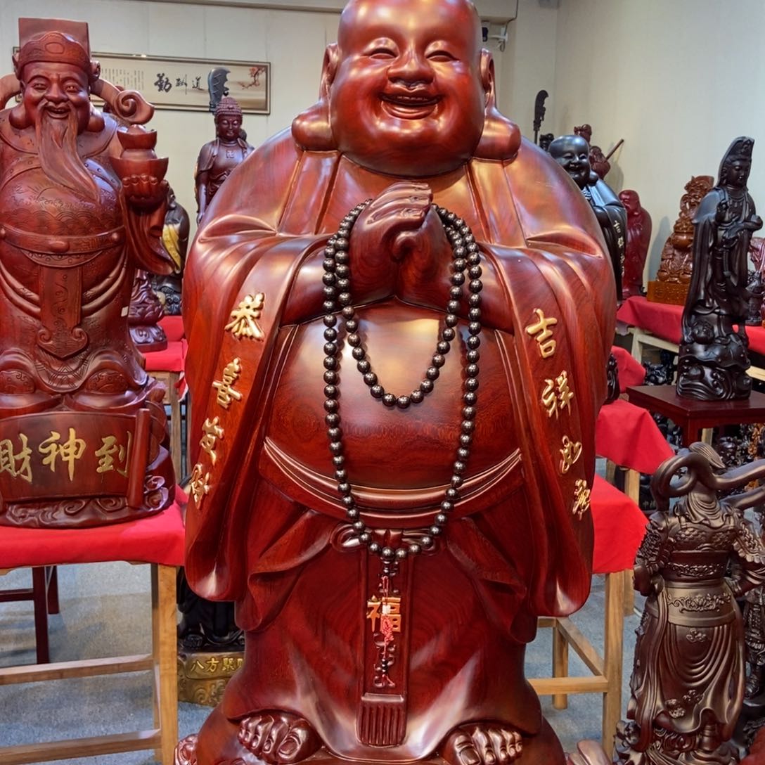 非洲紫檀（红花梨）武红花梨弥勒佛