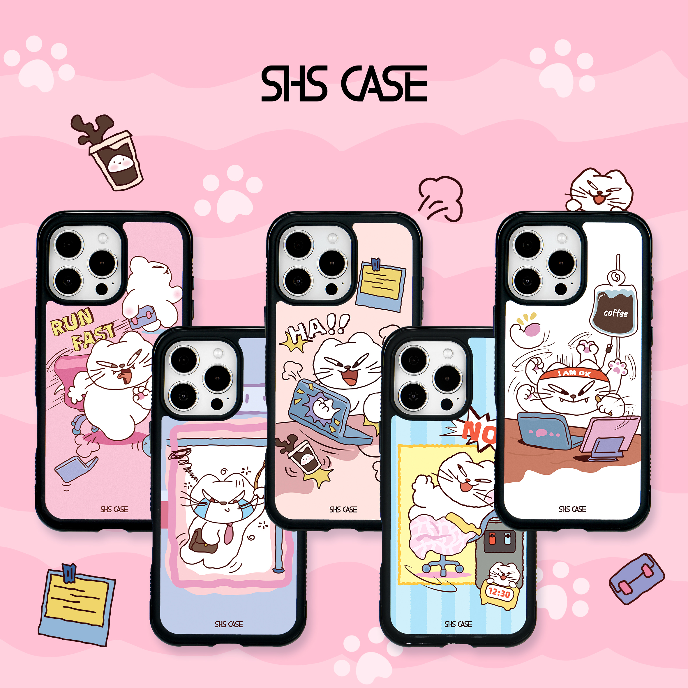 2026年新款打工猫日记系列防摔手机壳主动防滑被动防摔全包手机壳