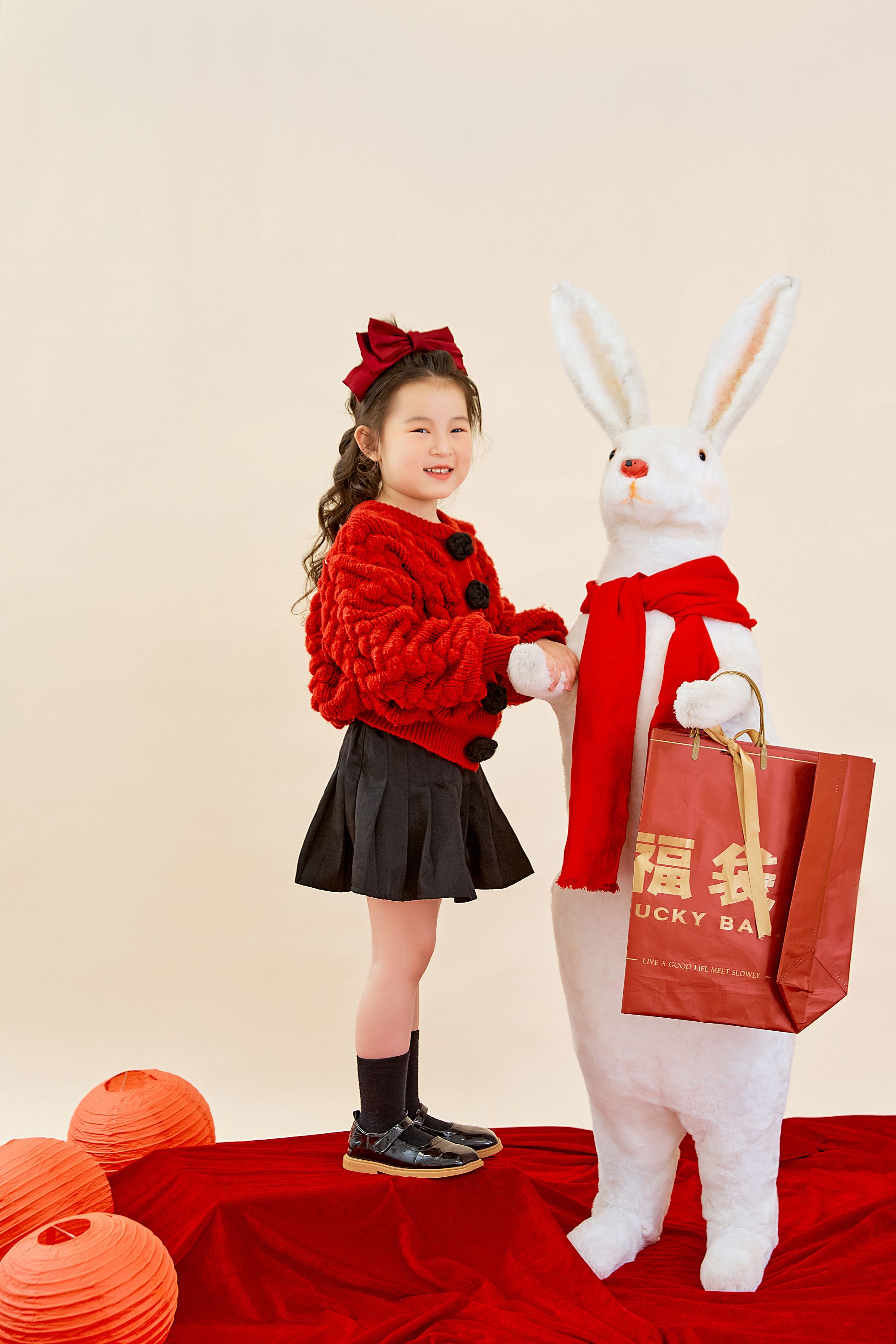 秋冬宝宝儿童服装童装冬季红色毛绒加厚上衣女童毛衣喜庆女宝套装