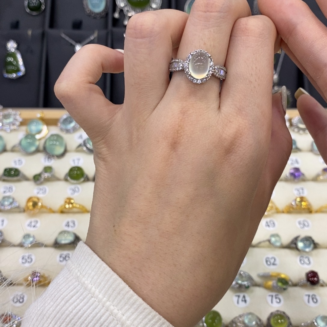 蛇纹石玉珠宝半成品银S925镶嵌幸***瑶