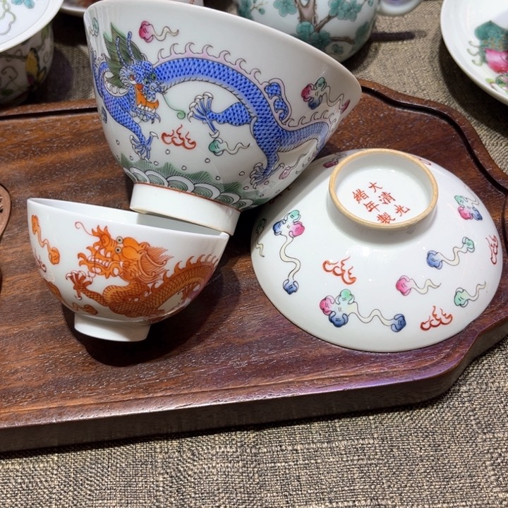 镨*朲纯手绘精品盖碗杯