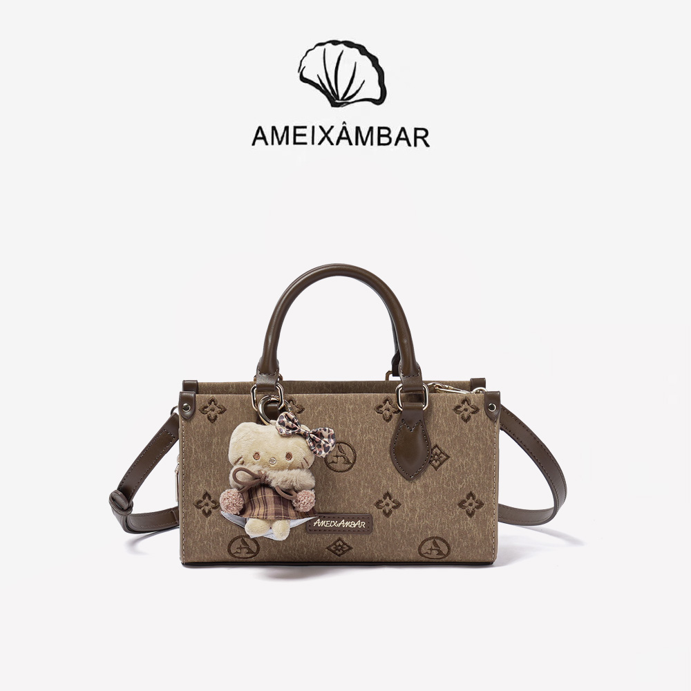 爱美巴秋冬新款多口袋单肩斜挎波士顿手提包A253229