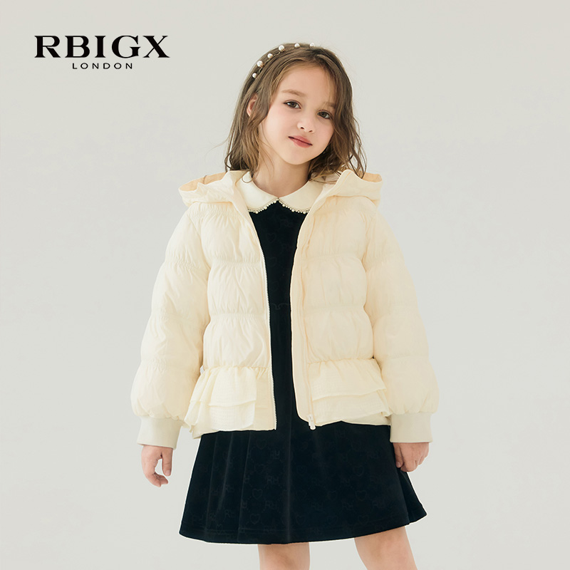 RBIGX瑞比克童装羽绒服冬季百搭潮流韩版淑女荷叶边摆YF3CR2636