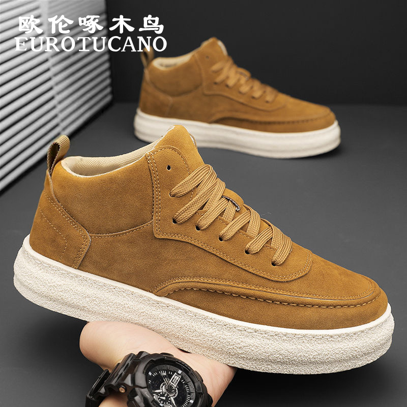 欧伦啄木鸟EUROTUCANO男鞋防滑耐磨高帮工装鞋子男款时尚休闲板鞋