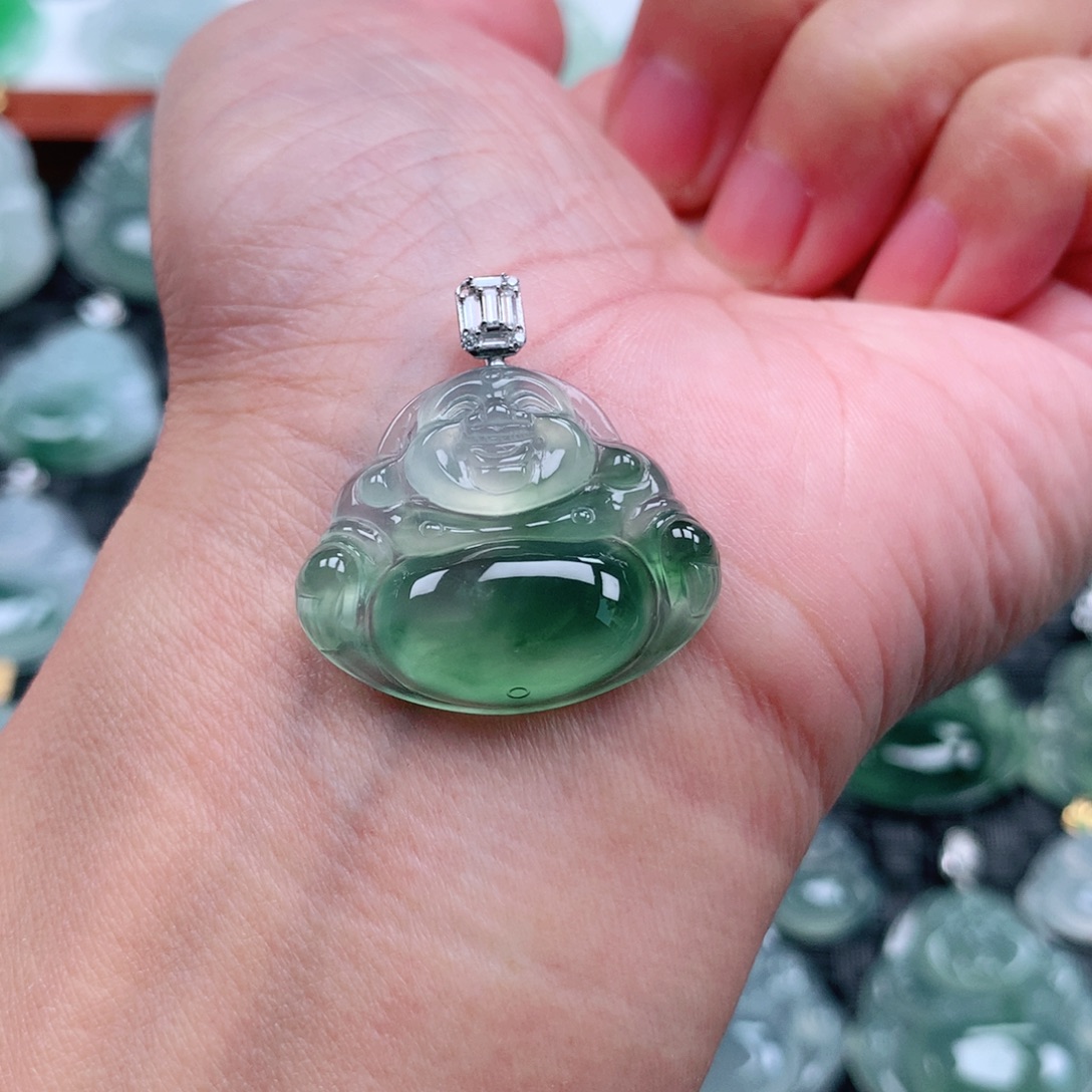 玲***红翡翠18K金镶嵌吊坠(不含链)