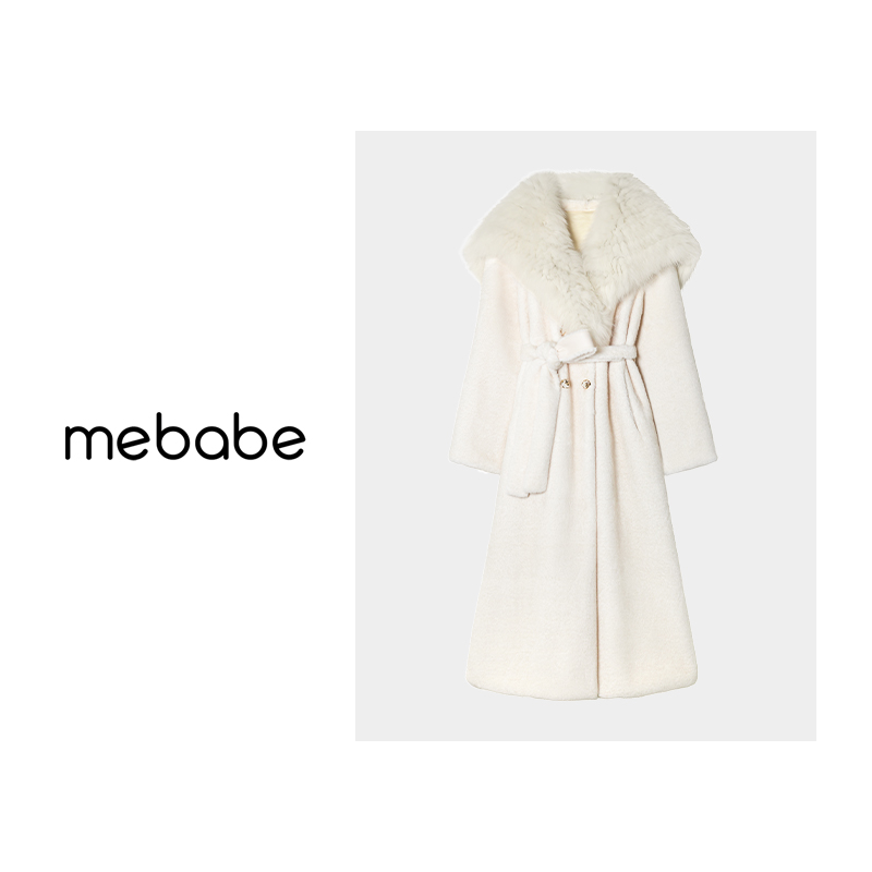 【孙小桔】【月光女神】纯色简约双排扣大毛领长款女24DK6001