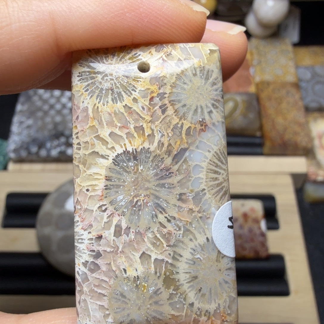 硅化玉未镶嵌油画风大花，双面 可盘