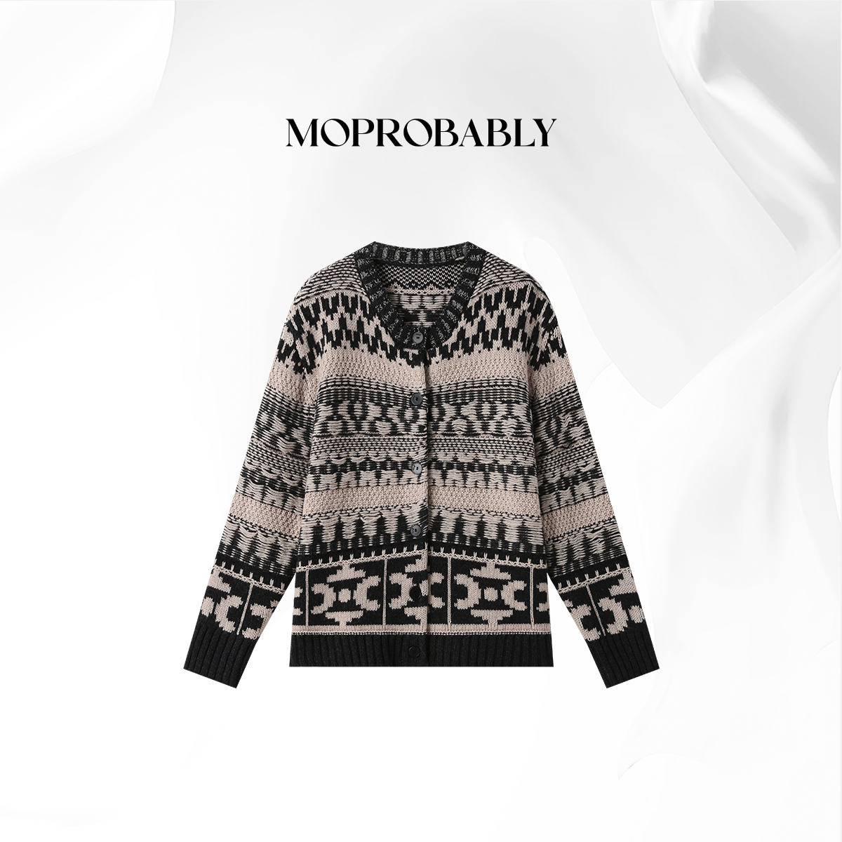 Moprobably贝贝「亚特」"100%绵羊毛"精细图纹针织外套B5477034