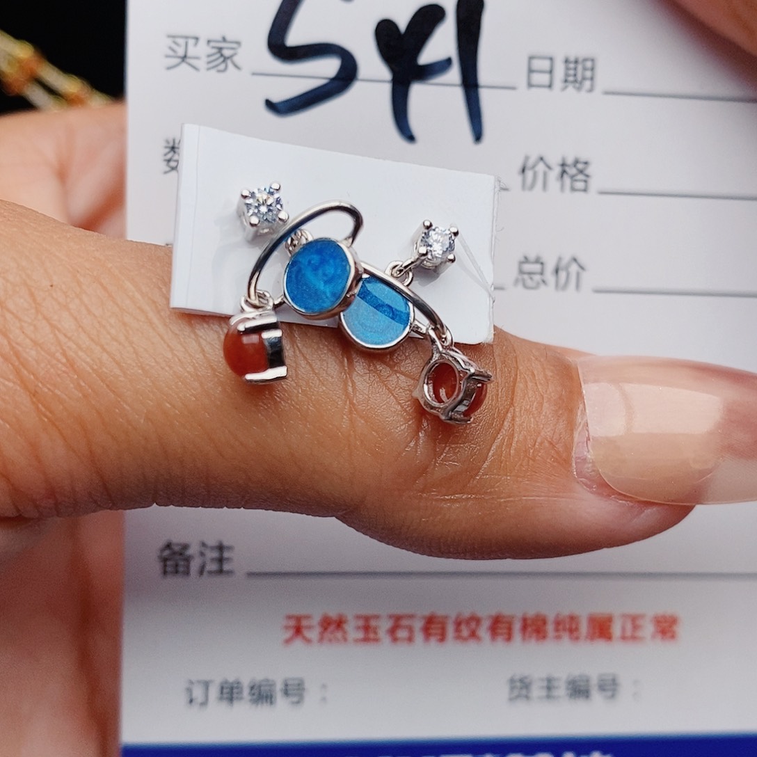 翡翠戒指银S925镶嵌戒指