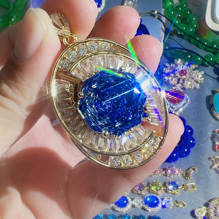 钨金红色蓝色满钻镶嵌
