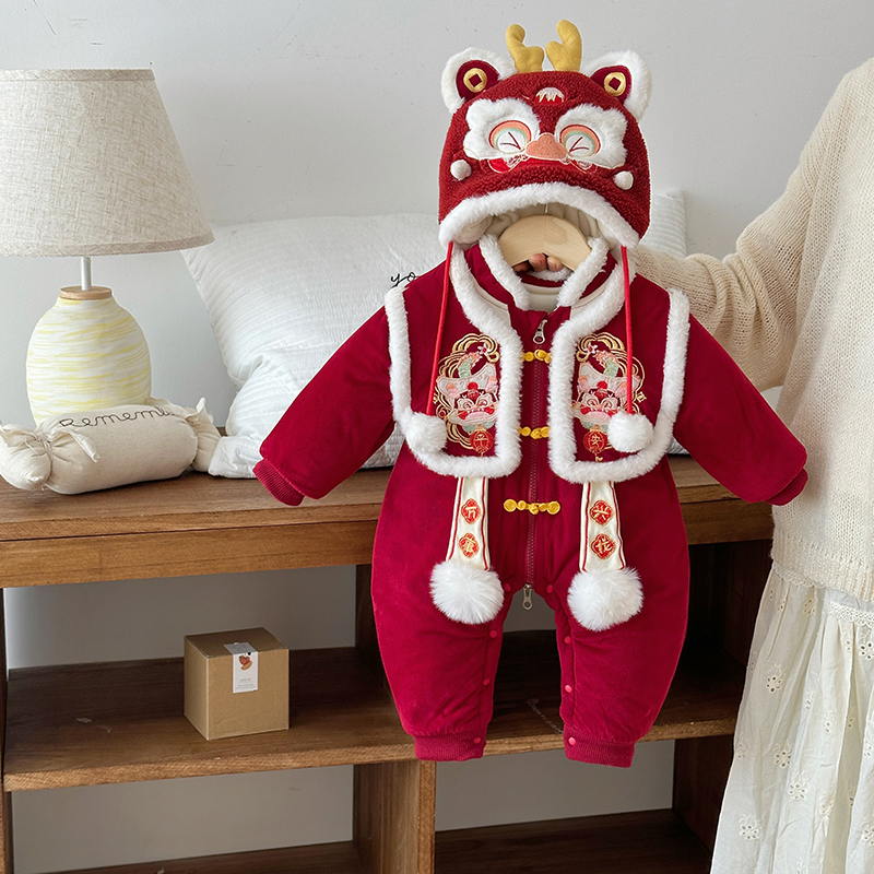 MT婴儿拜年服女宝宝新年装男新公主过年连体衣冬周岁礼服ZPD4480