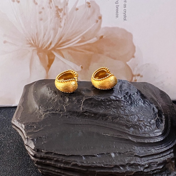 925银耳饰 蕾丝珠边拉丝C圈优雅弧形设计耳扣3001621