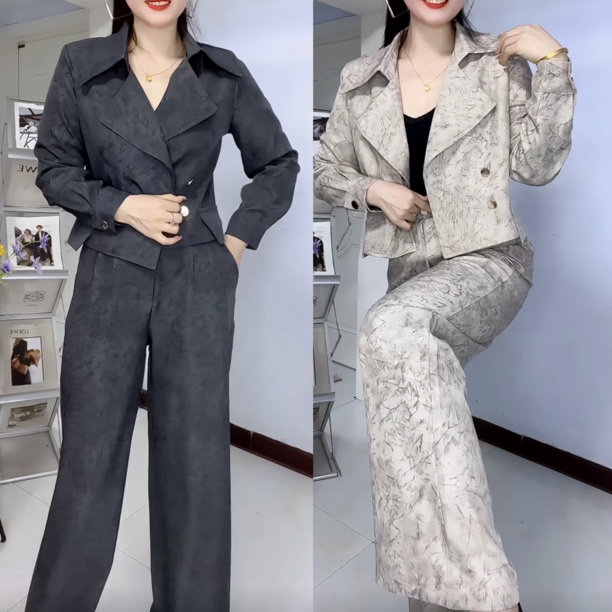 套装女2025春季新品时尚短款上衣搭配裤子两件套女98555