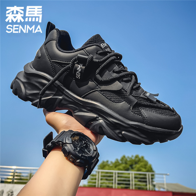 森马老爹鞋男士男士夏季透气黑色潮流潮鞋厚底韩版网面百搭网红