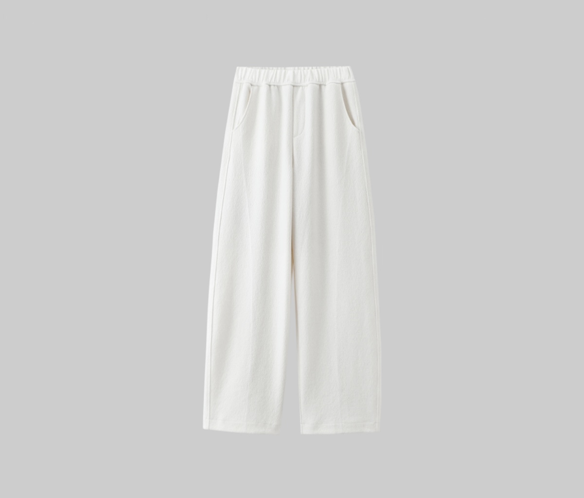 【北觅】奶皮肌理桑蚕丝羊毛弯刀裤宽松垂感显瘦休闲百搭纯色冬季