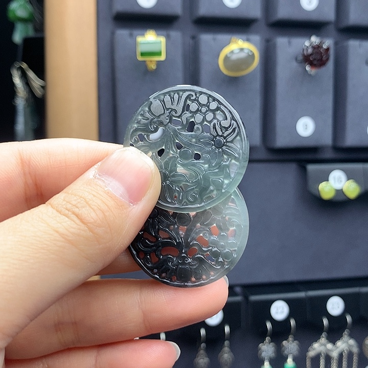 翡翠耳饰银S925镶嵌?****?