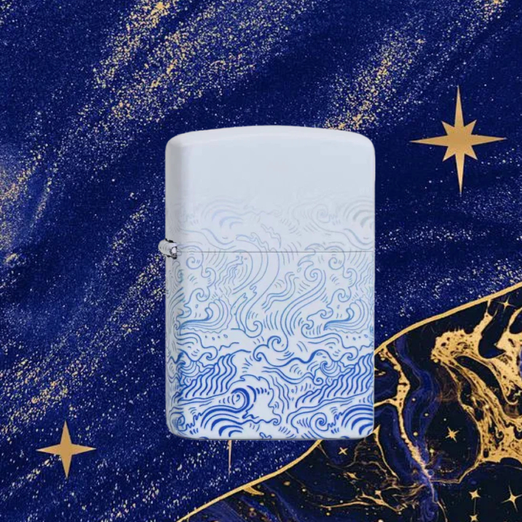 无底刻碧海蓝波火机