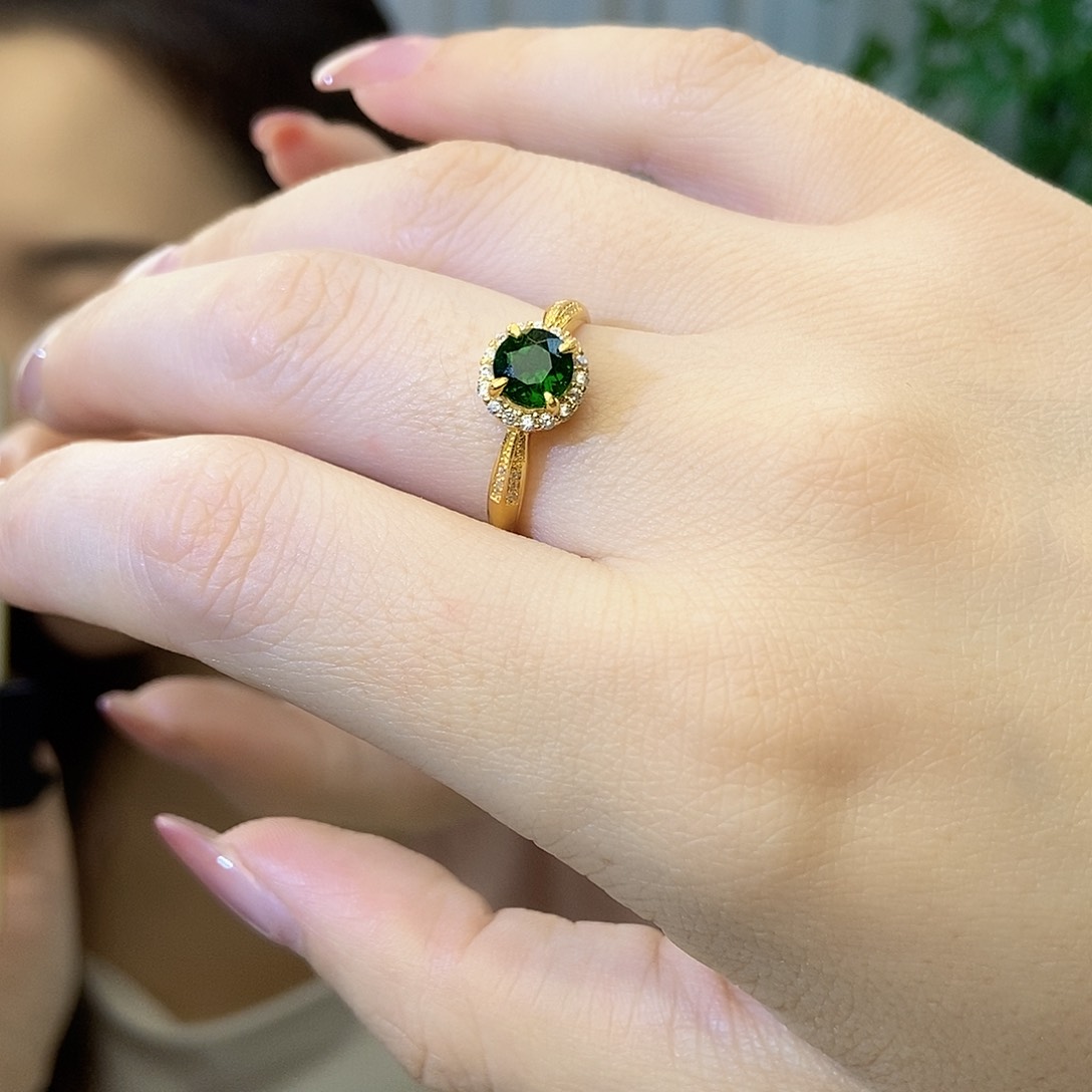 透辉石戒指，银S925镶嵌