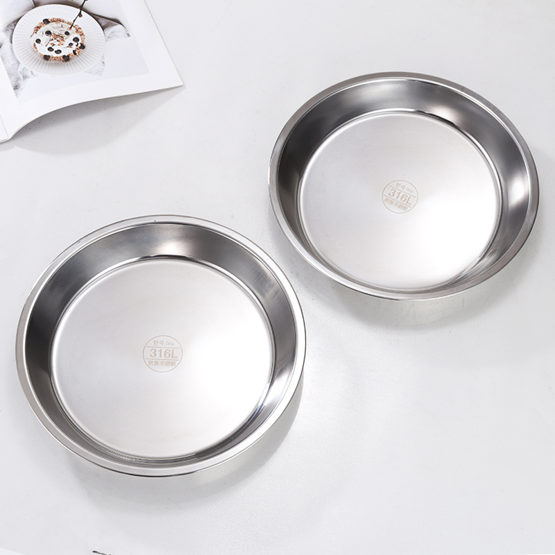 [拍一发二]28cm不锈钢糕盘凉皮锣锣圆盘加厚特大号托盘蒸年糕盘