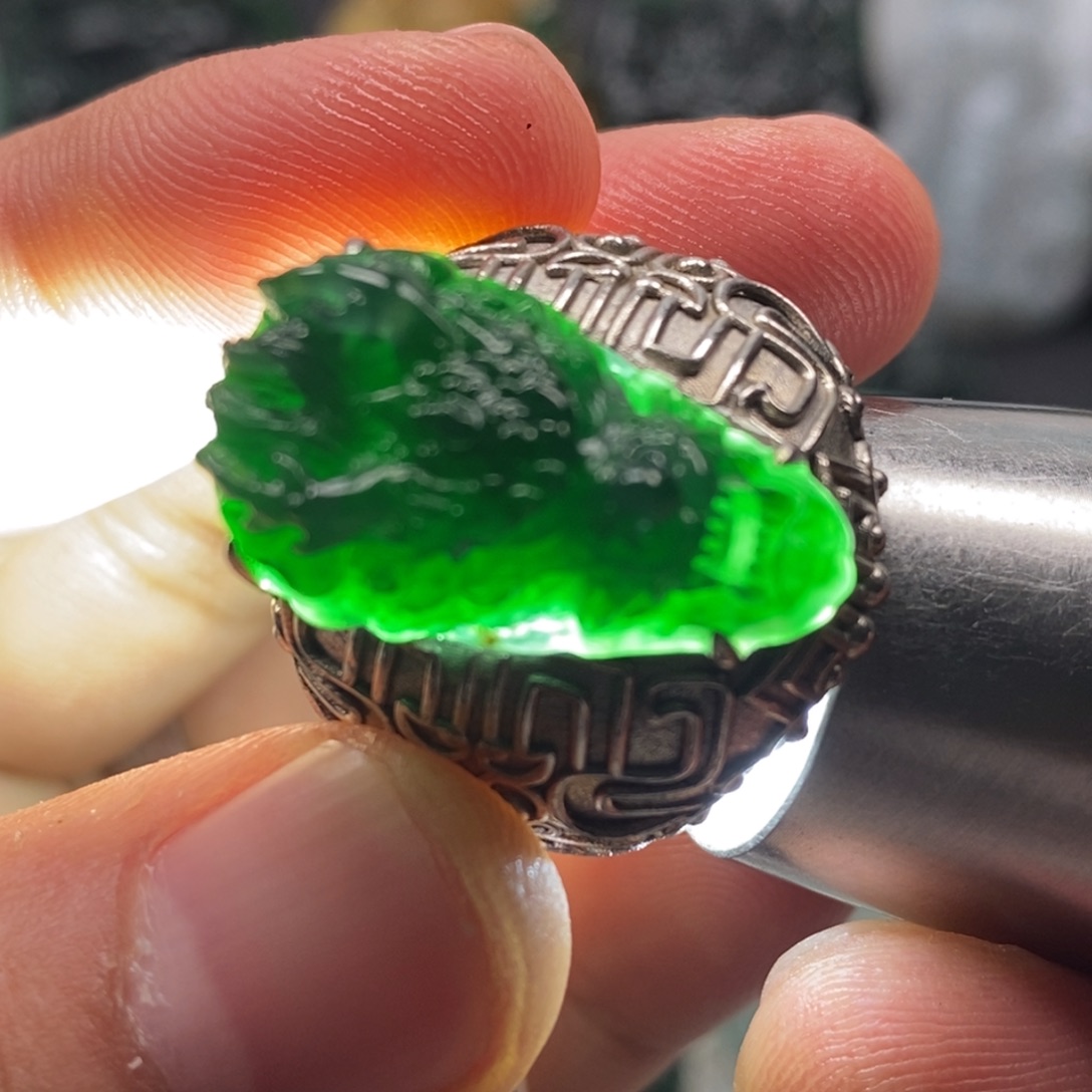 定制翡翠未镶嵌天然翡翠A货龙头戒指