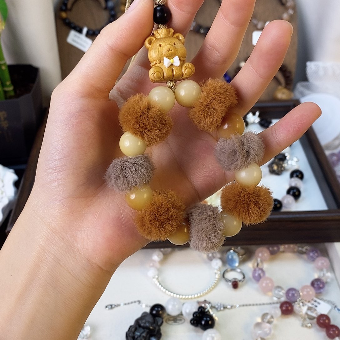 手链水晶未镶嵌小熊手机链