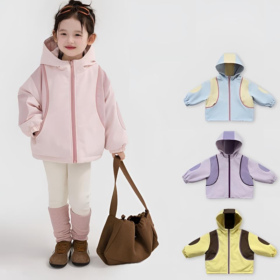 女童三防冲锋衣外套2025秋冬款拼接韩版夹棉加厚保暖户外防水外套