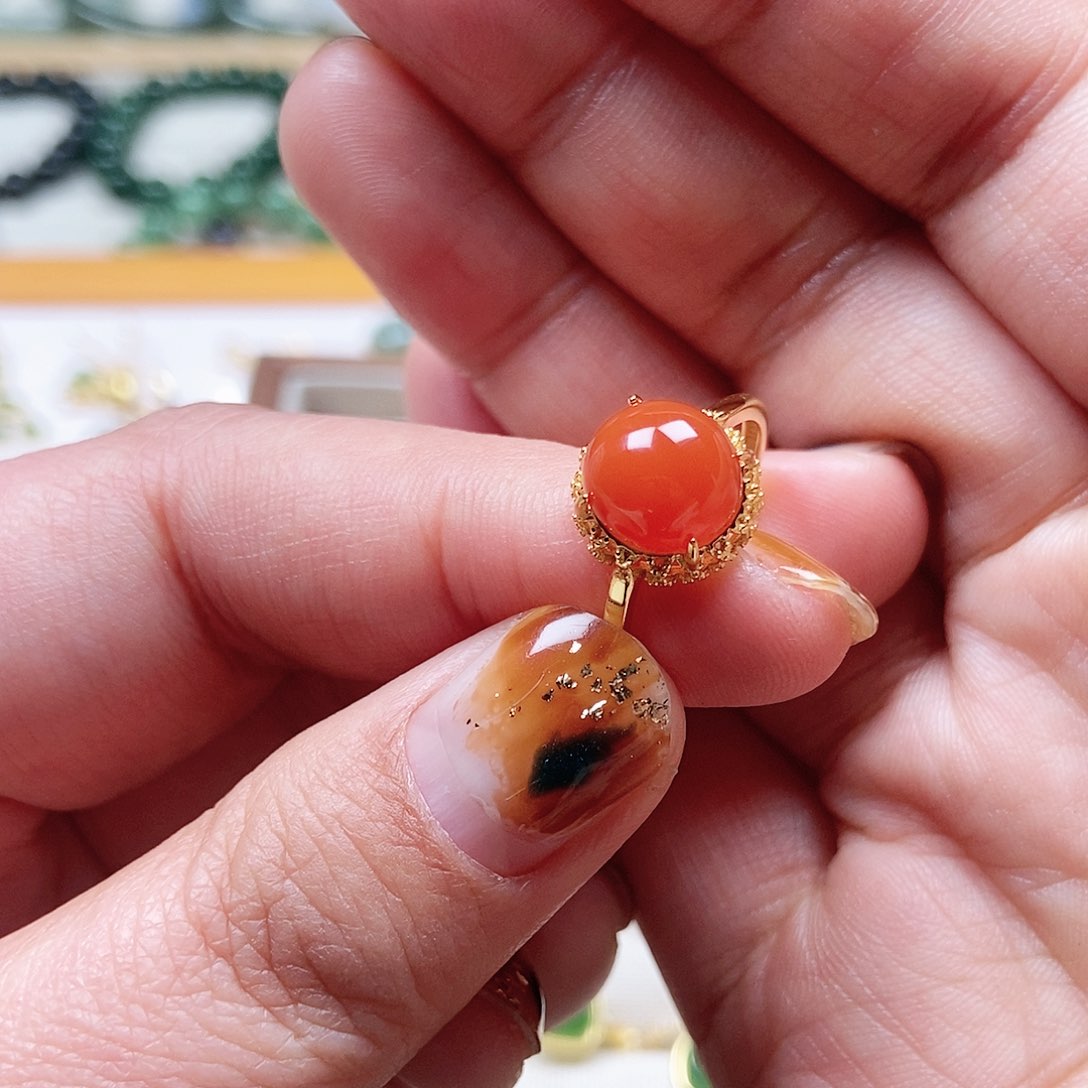 和田玉戒指银S925镶嵌