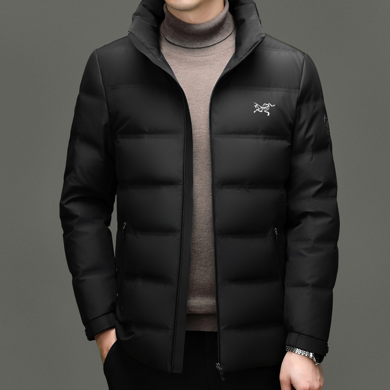 【奥莱撤柜】印花羽绒服男士冬季排骨加厚保暖简约百搭立领外套