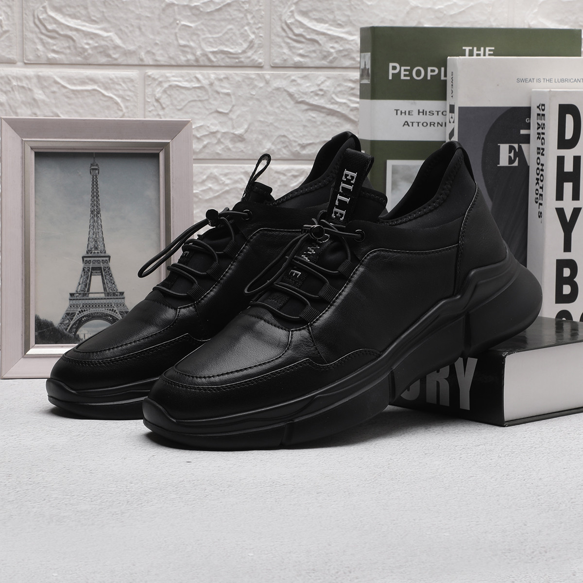 B140-男士英伦风系带黑色休闲真牛皮男鞋休闲皮鞋D592154601