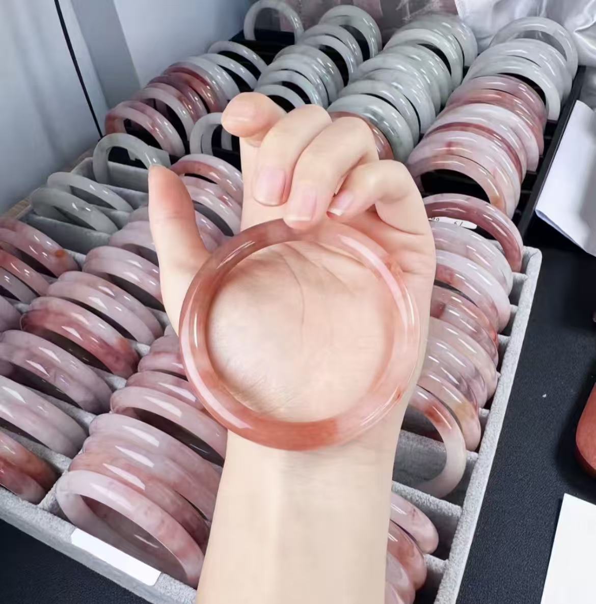 【显温柔】金丝玉桃花酿手镯多样性发一温柔日常百搭桃花