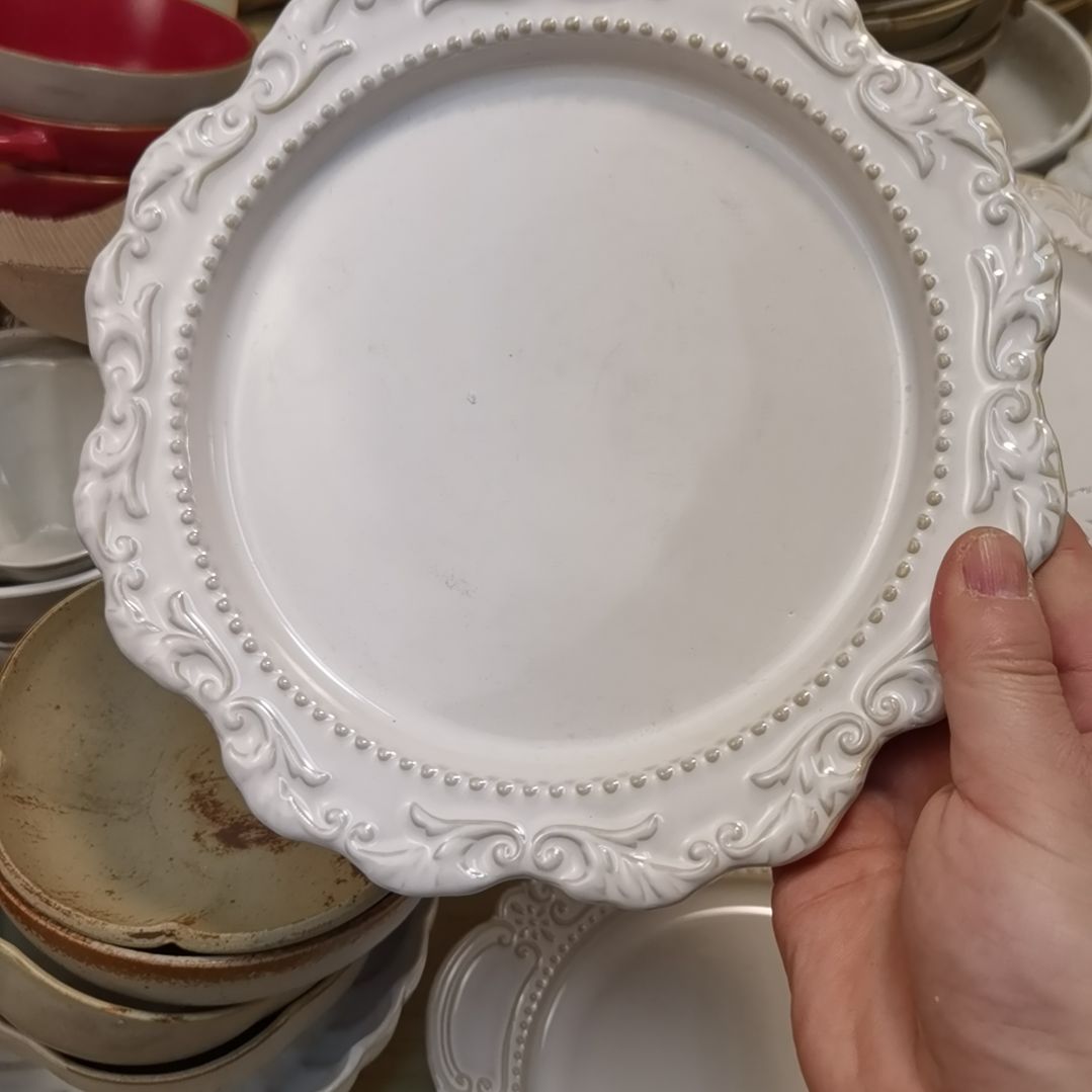 瓷片微瑕洛可可八寸浅盘两个一组