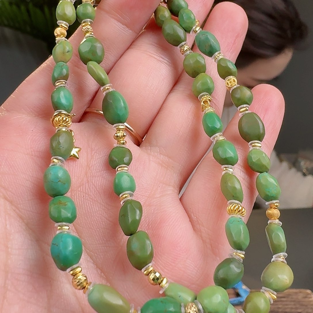 绿松石珠宝奇石18K金镶嵌