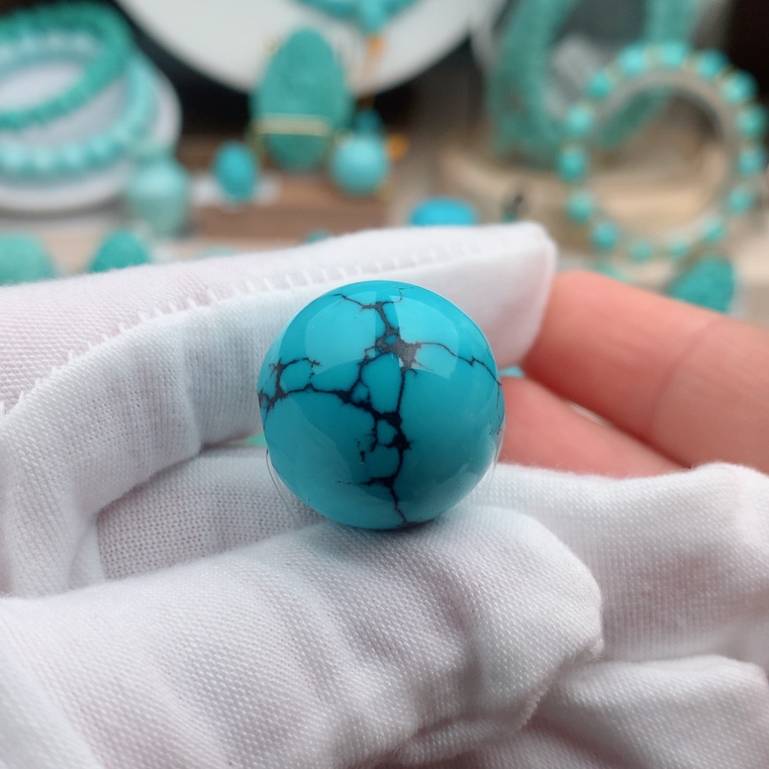 绿松石珠宝奇石未镶嵌21mm