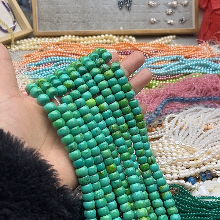 玛瑙/玉髓珠宝半成品未镶嵌一条10mm菜籽绿