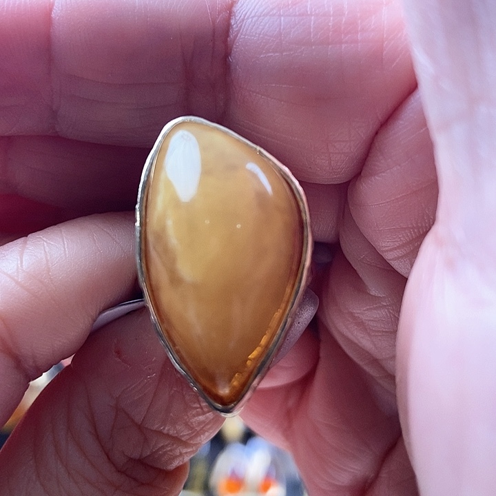 琥珀银S925镶嵌戒指戒指