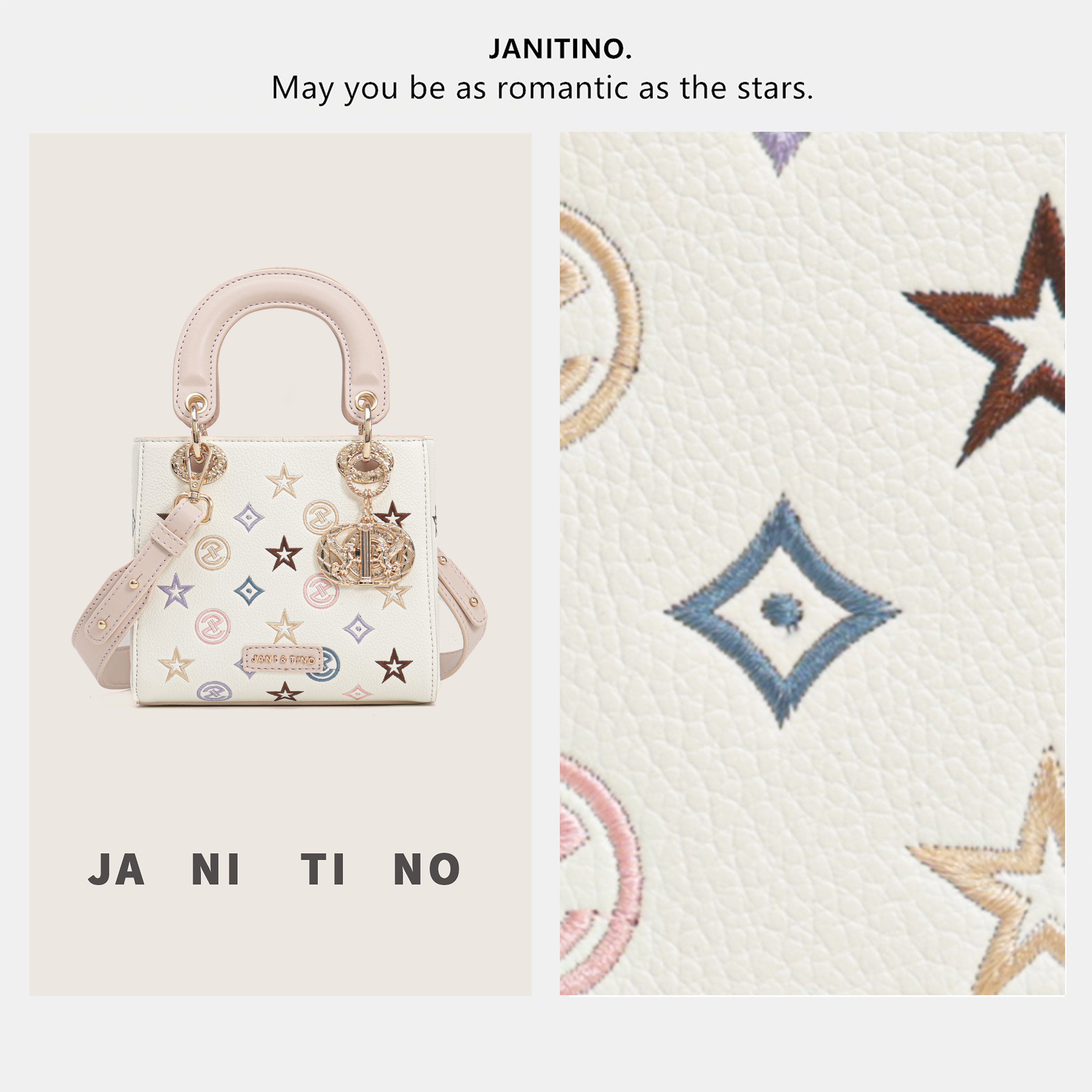 JANITINO/佳妮蒂诺姗姗家当季新款迷你戴妃单肩包2834刺绣