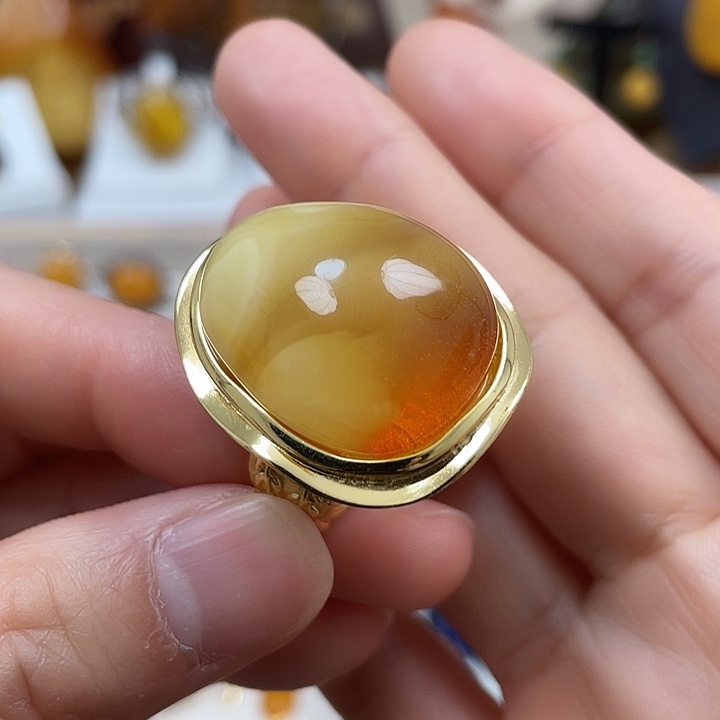 琥珀珠宝奇石银S925镶嵌