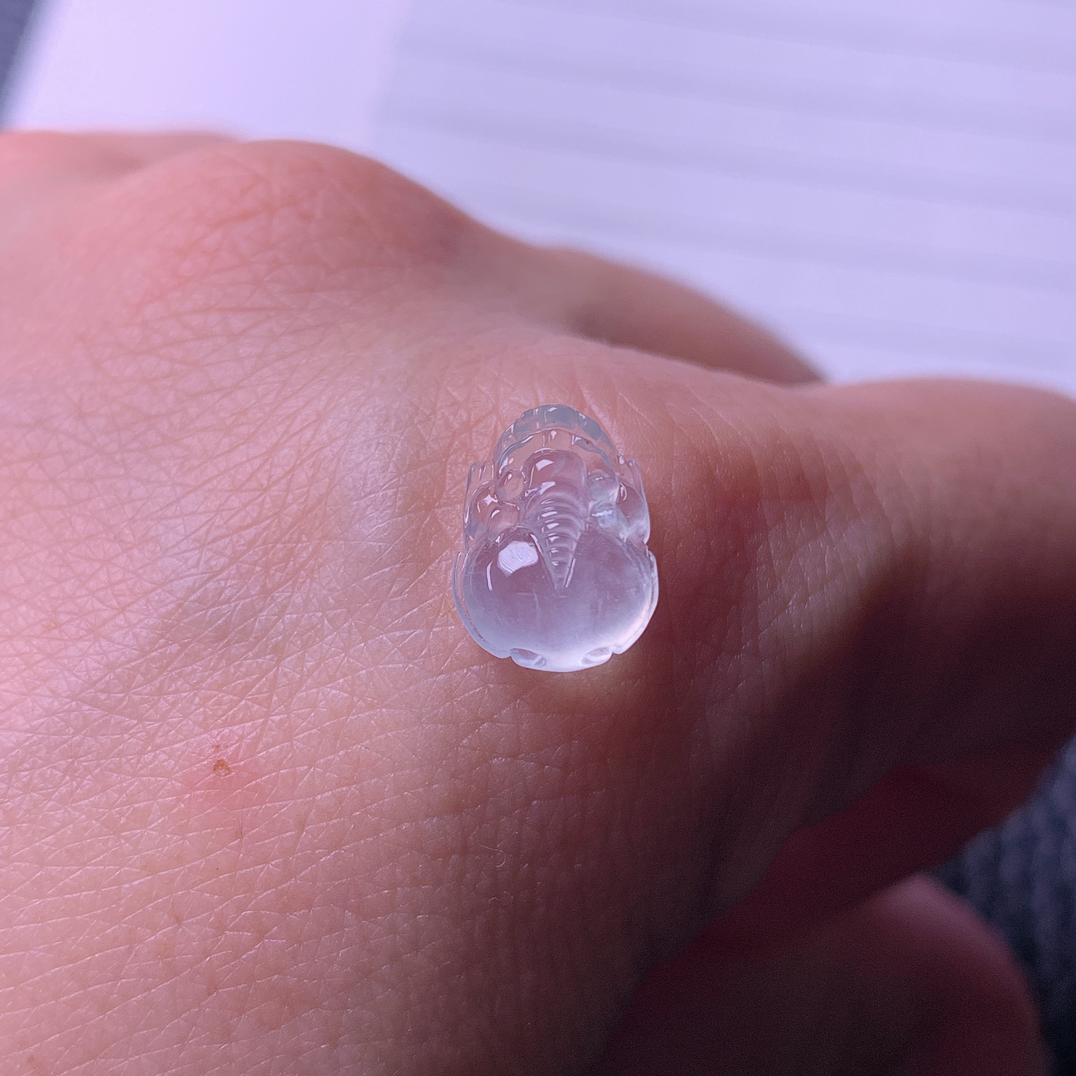 天然缅甸a货翡翠高冰起杠小貔貅裸石戒面镶嵌件玉10.5/8.2/4