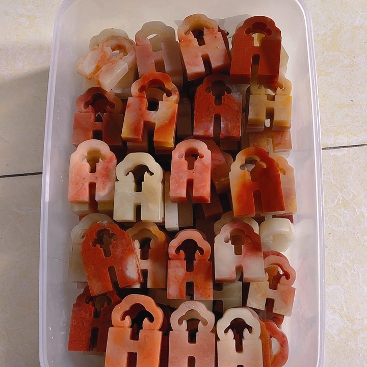 寿山石10个玻璃地双连章