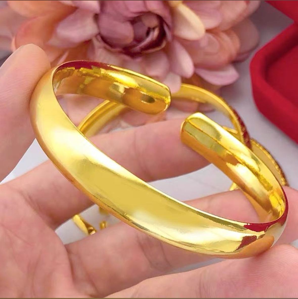 合金手镯 高品质简约经典宽版光面开口手镯