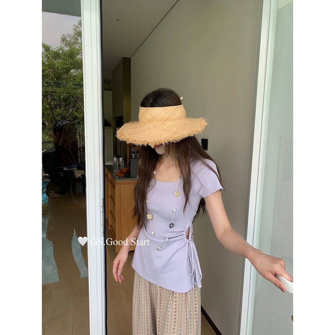 冰丝夏季新款法式拼接气质温柔显瘦简约时尚百搭休闲小众针织上衣