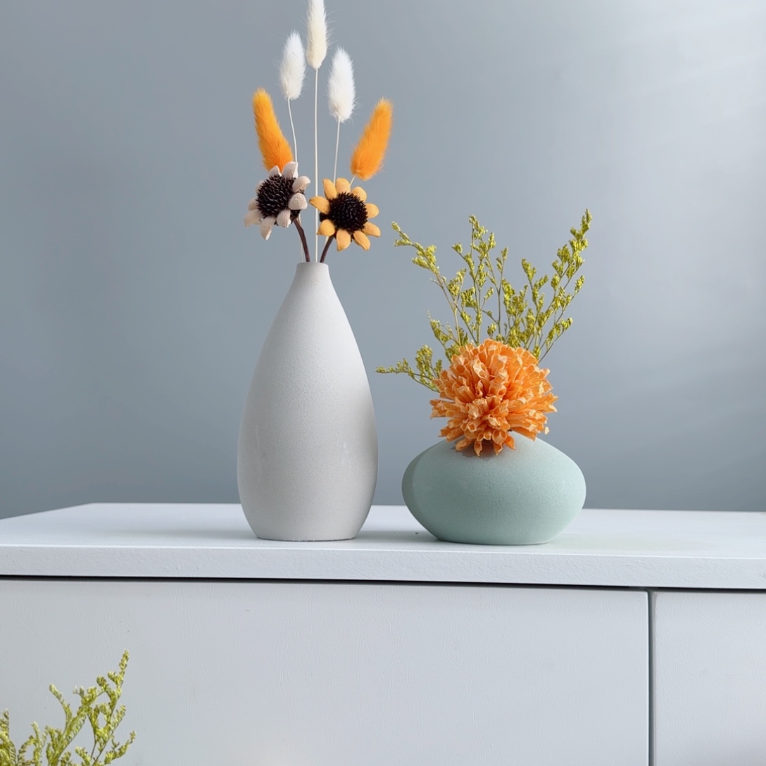 摆件陶瓷花瓶摆件含花总高约20-30cm