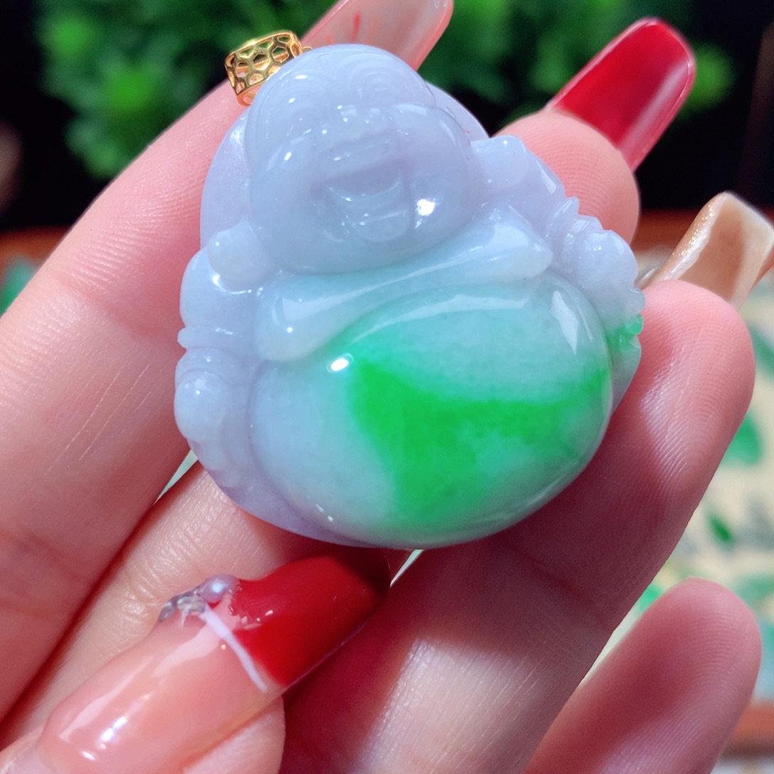 翡翠吊坠(不含链)18K金镶嵌