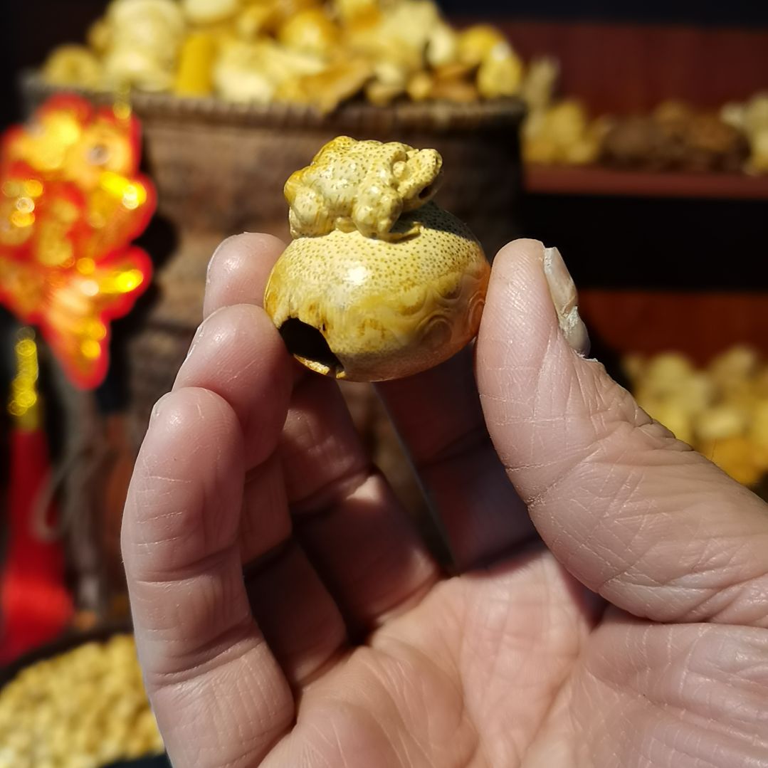 竹竹雕把件金蟾摆件配饰