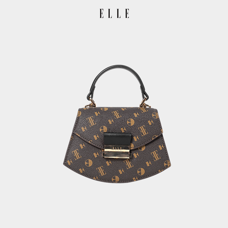 ELLE25新款扇子包老花系列百搭手提斜挎包包轻奢46304