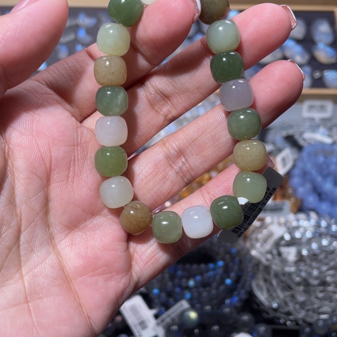 和田玉（糖玉）手链未镶嵌和田玉老型珠手链