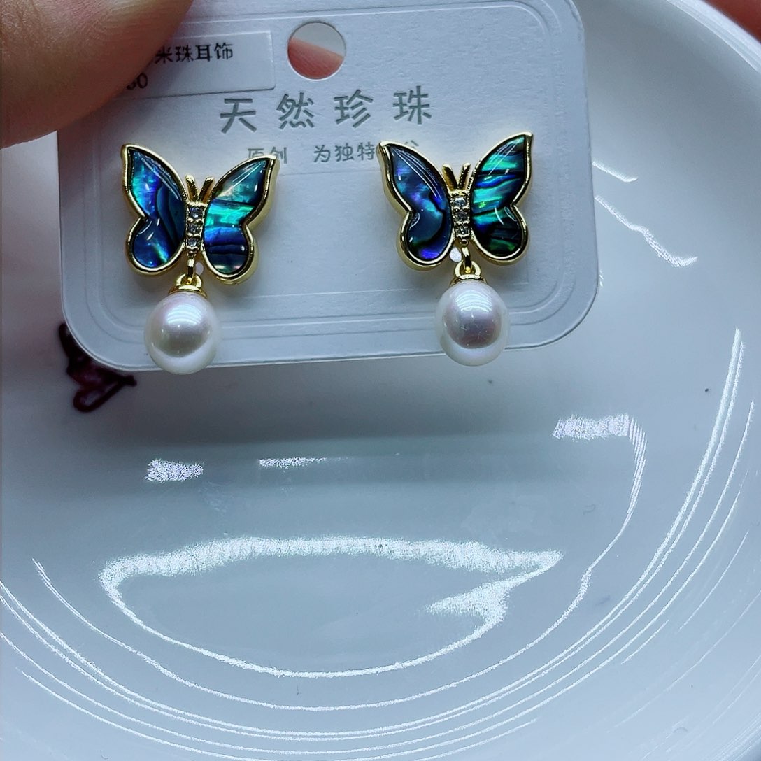 银S925镶嵌耳饰淡水珍珠